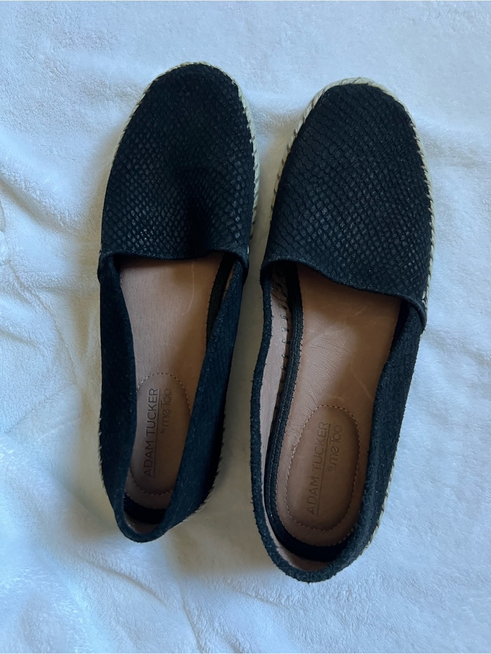 Adam Tucker Black Textured Slip-On Espadrilles